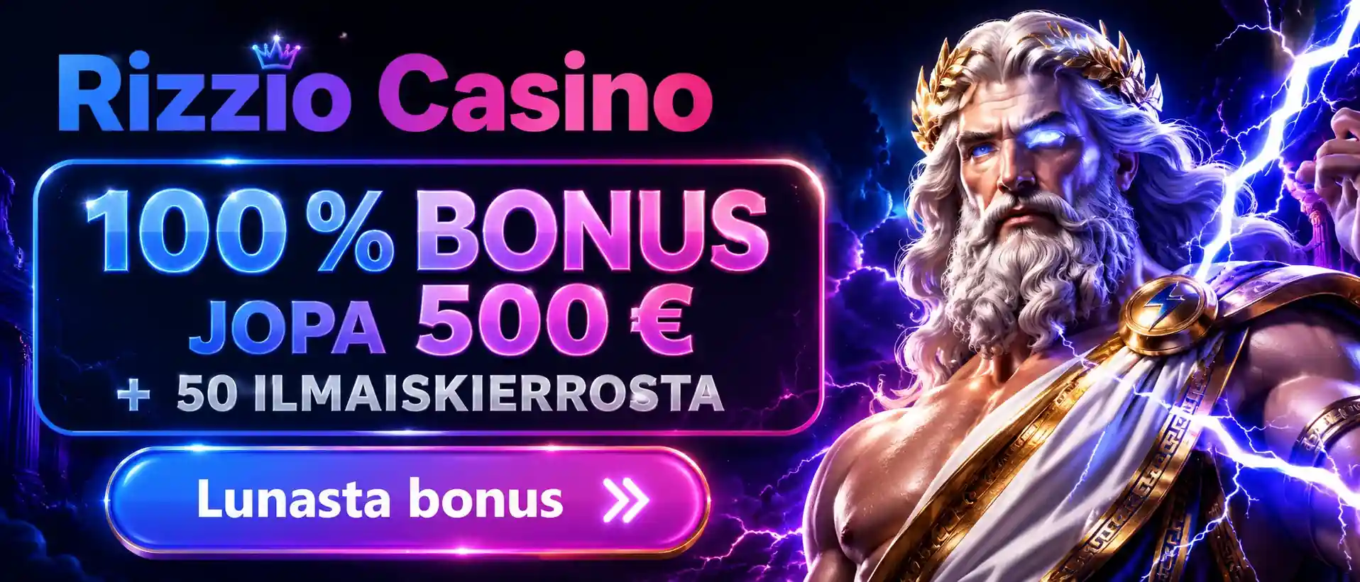 Rizzio Casinon 100 prosentin bonus jopa 500 euroon asti
